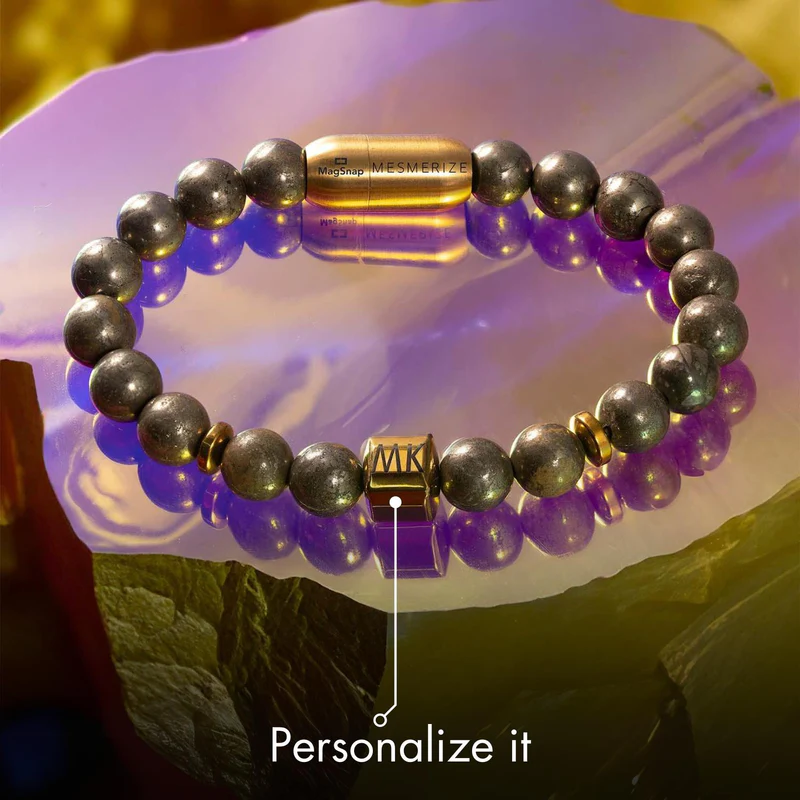 PersonalisedPyriteNaturalStoneBraceletWithMagsnap3 bracelet for men in kerala